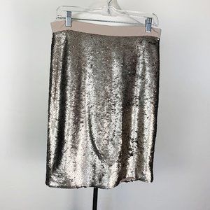 Maison Jules Women's Size 6 Silver Sequin Skirt